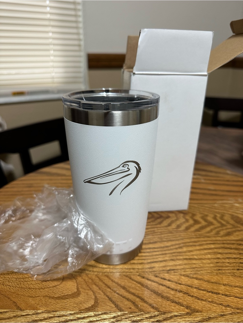Yeti White Stainless Steel Tumbler with Pelican Logo